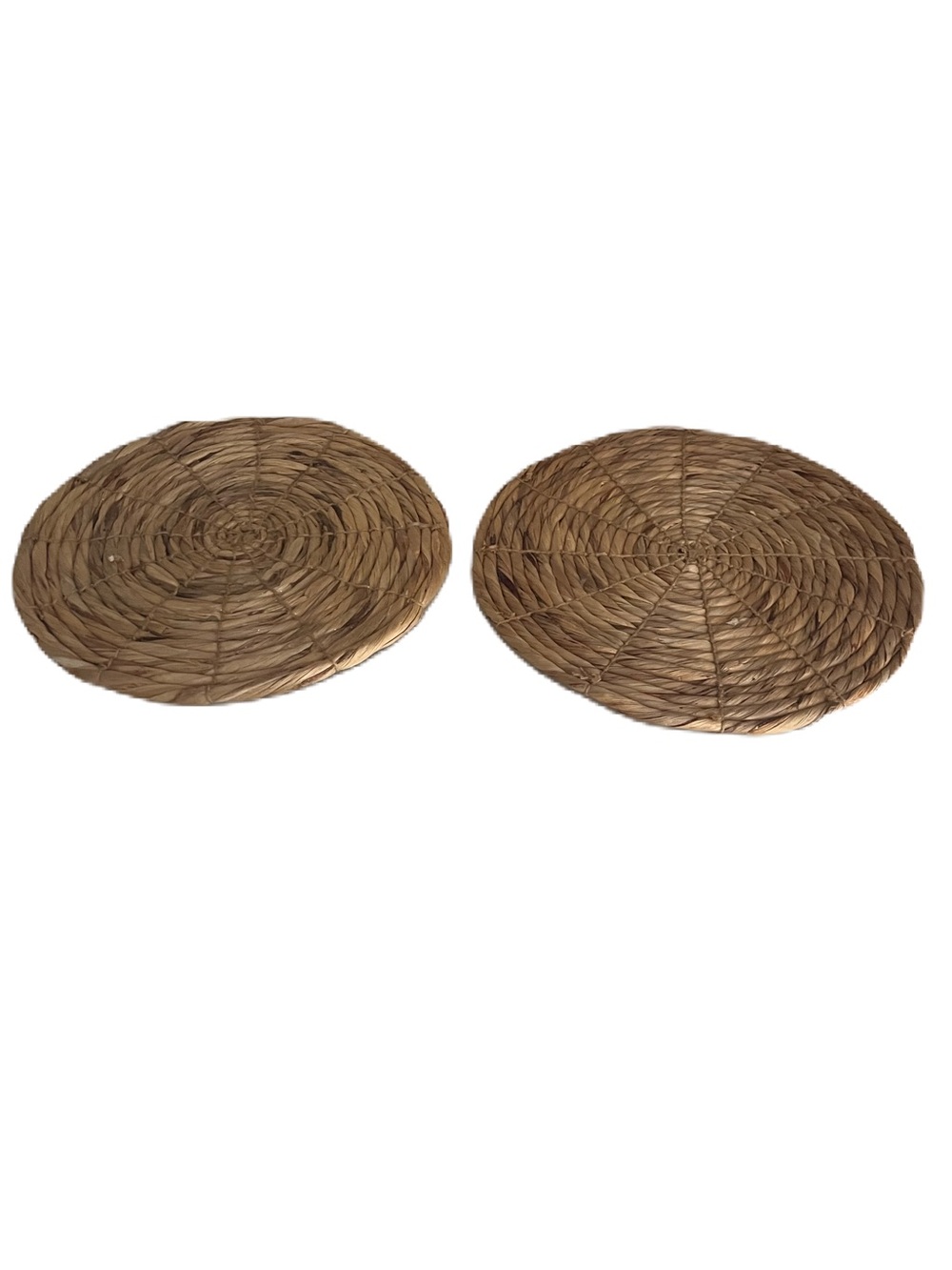 Set of 2 Round Woven Placemats - Natural Brown